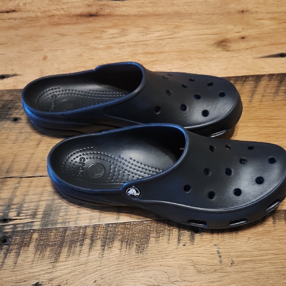 CROCS Black Sandals with Perforated Design